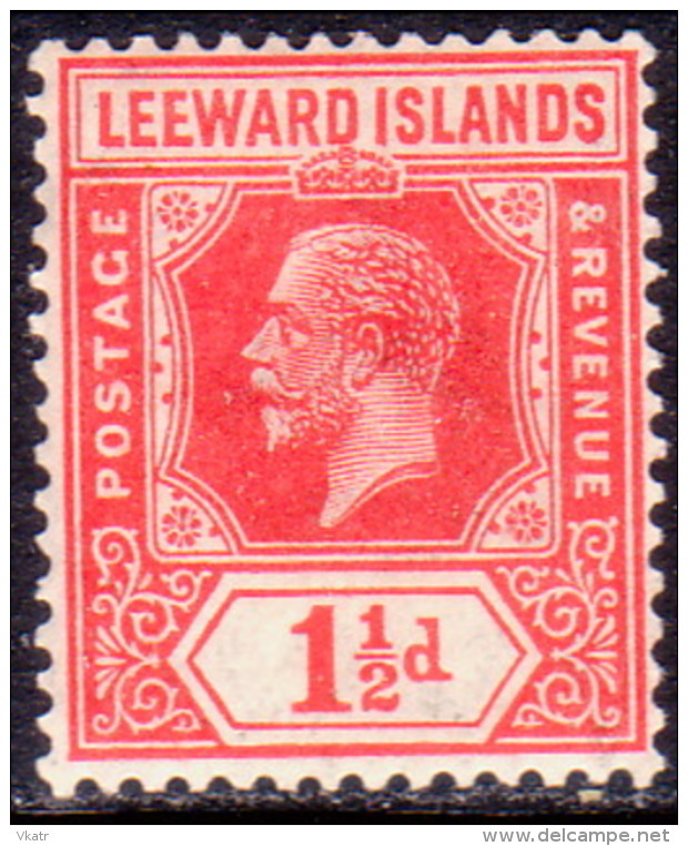 LEEWARD ISLANDS 1926 SG #63 1½d MLH Wmk Mult. Script CA Carmine-red - Leeward  Islands