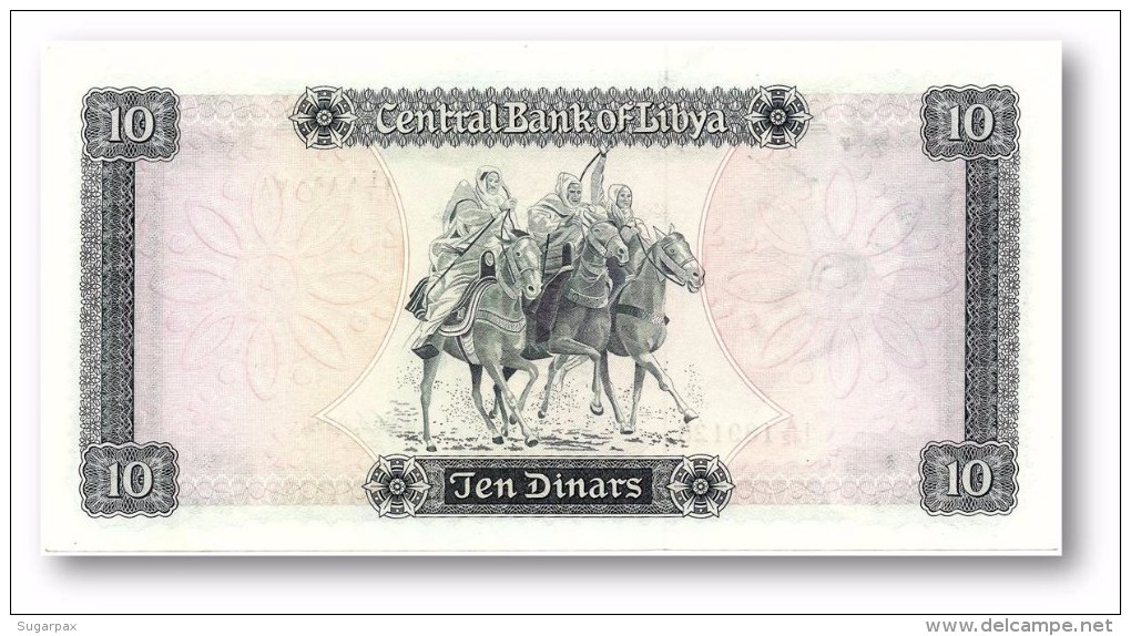 LIBYA - 10 Dinars - (1972 ) With Inscription - P 37.b - Unc. - Sign. 1 - Serie I A/42 ( 192 X 95 ) Mm - 2 Scans - Libyen