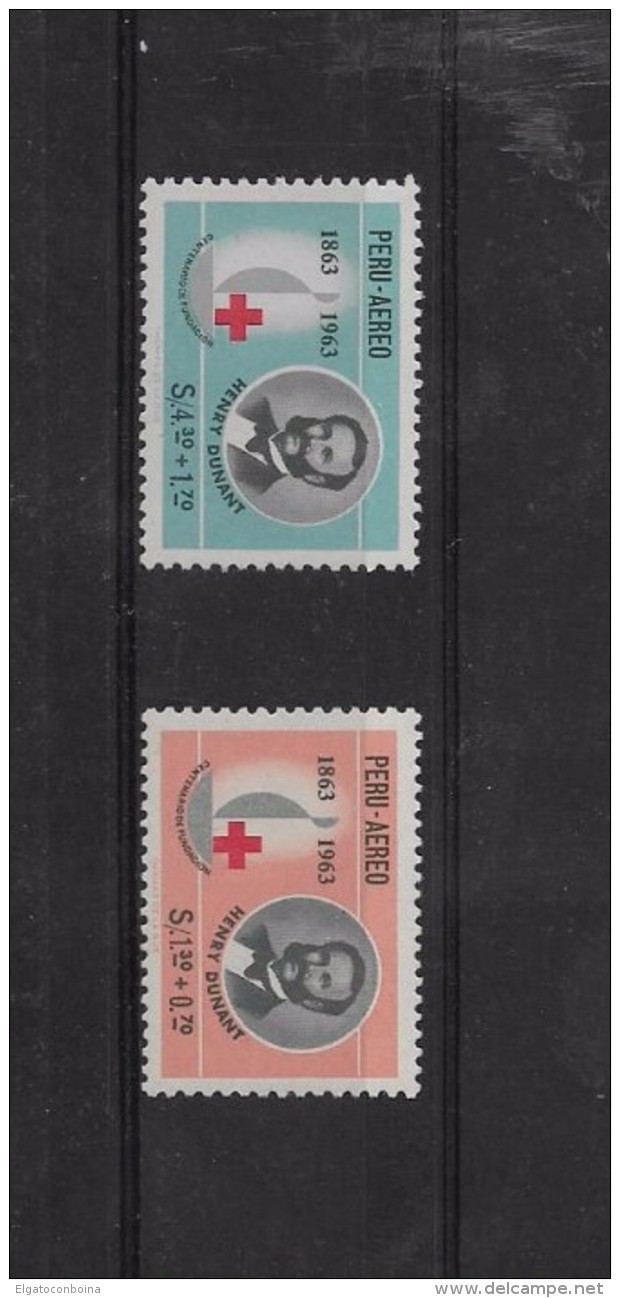 Peru 1964 International Red Cross, Henry  Dunant Founder, Emblem, Medicine 2 Values Complete Set - Peru