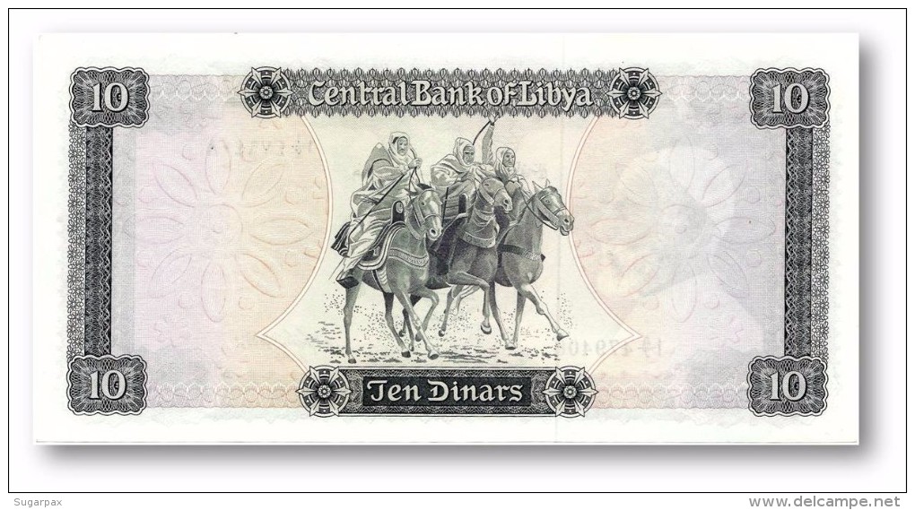 LIBYA - 10 Dinars - (1972 ) With Inscription - P 37.b - AUnc. - Sign. 1 - Serie I A/7 ( 192 X 95 ) Mm - 2 Scans - Libyen