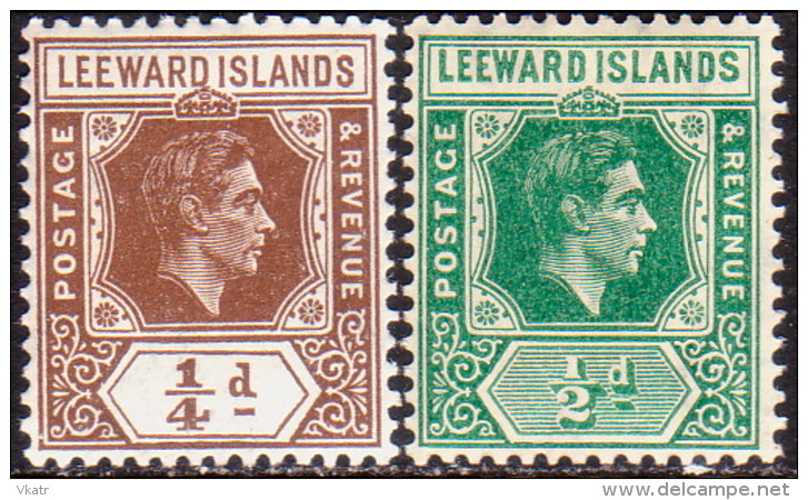 LEEWARD ISLANDS 1938 SG #95-96 ¼d,½d MH - Leeward  Islands