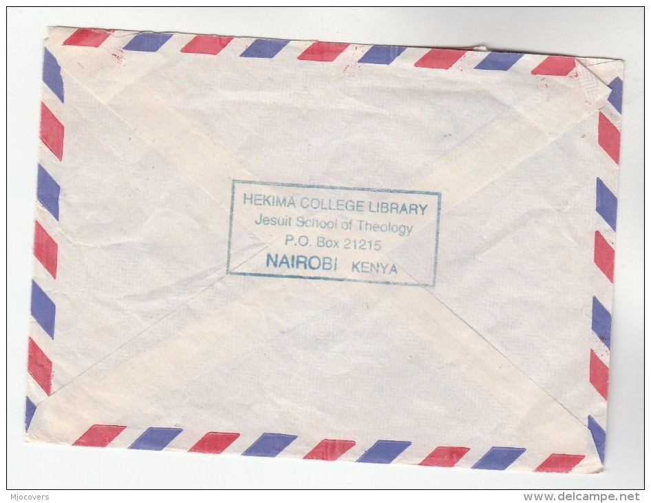 2003 Air Mail KENYA COVER From Hekima College Library Jesuit School Of Theology Franked Bird Flower Stamps Birds Flowers - Kenya (1963-...)