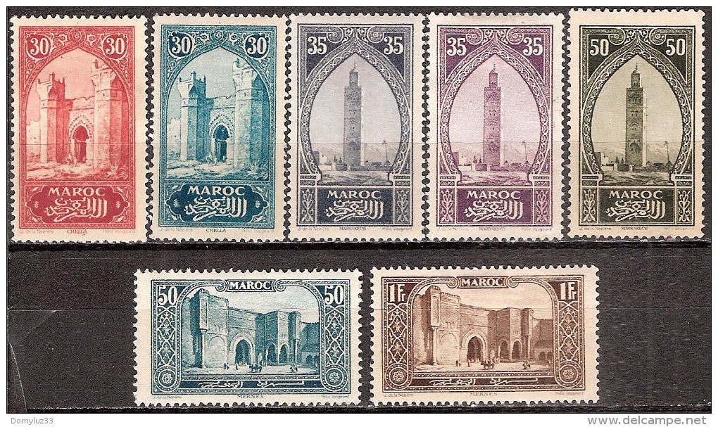 MAROC 1923-1927 - Timbre De 1917 (Monuments Retouchés Heliogravés) - Neufs* Y&T N°107 à 109a-112-113-116 - Neufs