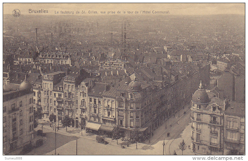 Bruxelles - Le Faubourg De St Gilles, Vue Prise De La Tour De L'Hôtel Communal (1931, Flamme, Timbre) - St-Gilles - St-Gillis