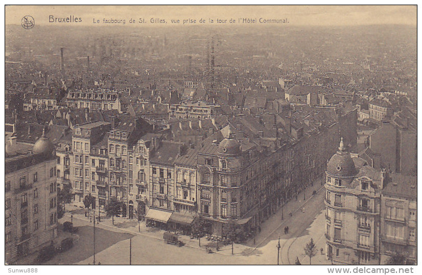 Bruxelles - Le Faubourg De St Gilles, Vue Prise De La Tour De L'Hôtel Communal (1931, Flamme, Timbre) - St-Gillis - St-Gilles