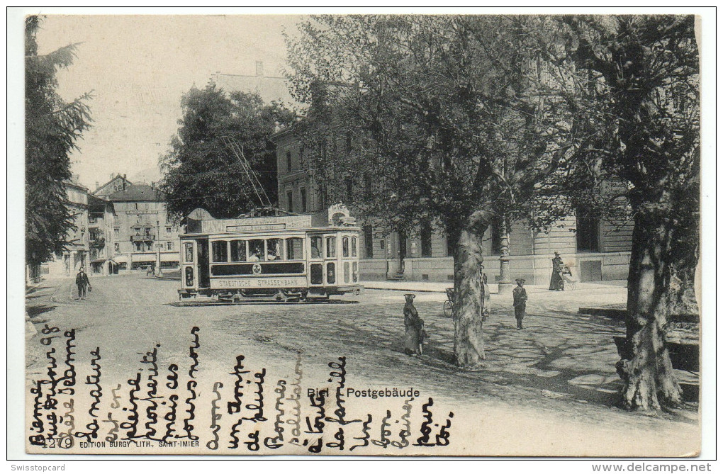 BIEL Postgebäude, Städtische Strassenbahn, Tram - Sonstige & Ohne Zuordnung