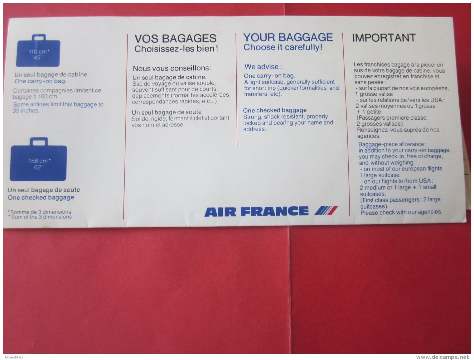 BILLET EMBARQUEMENT AVION AIR INTER TITRE TRANSPORT TICKET LIGNE AERIENNE  TOULON/PARIS  AIRPORT 1978 - Europa