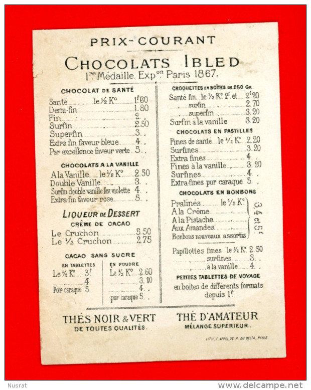 Chocolat Ibled, Jolie Chromo Lith. Appel, Couple, Je Vous Invite Pour La Première Contredanse - Ibled