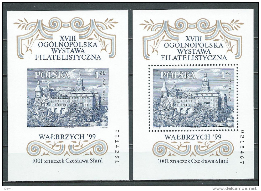 Poland 1999, Pair Of Blocks MiNr 136 A + B ** MNH; SLANIA - His 1001. Stamp, Polish Philately, Engraving, Art - Blocs & Feuillets