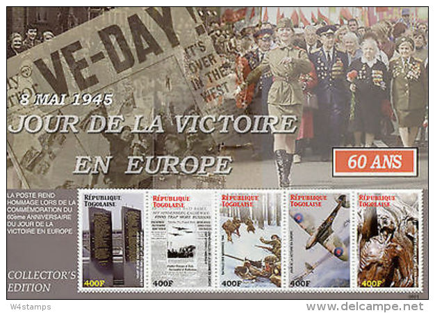 Togo 2006 MNH WWII VE Day 60th Anniv End World War II 5v M/S Fighter Planes - Militaria