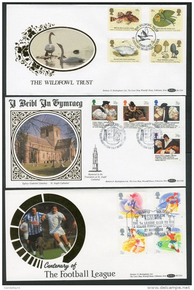 BENHAM SILKS 1988 Commemorative Sets (including Miniature Sheet) On Benham Luxury Cover Series (BLCS) Covers. A... - FDC