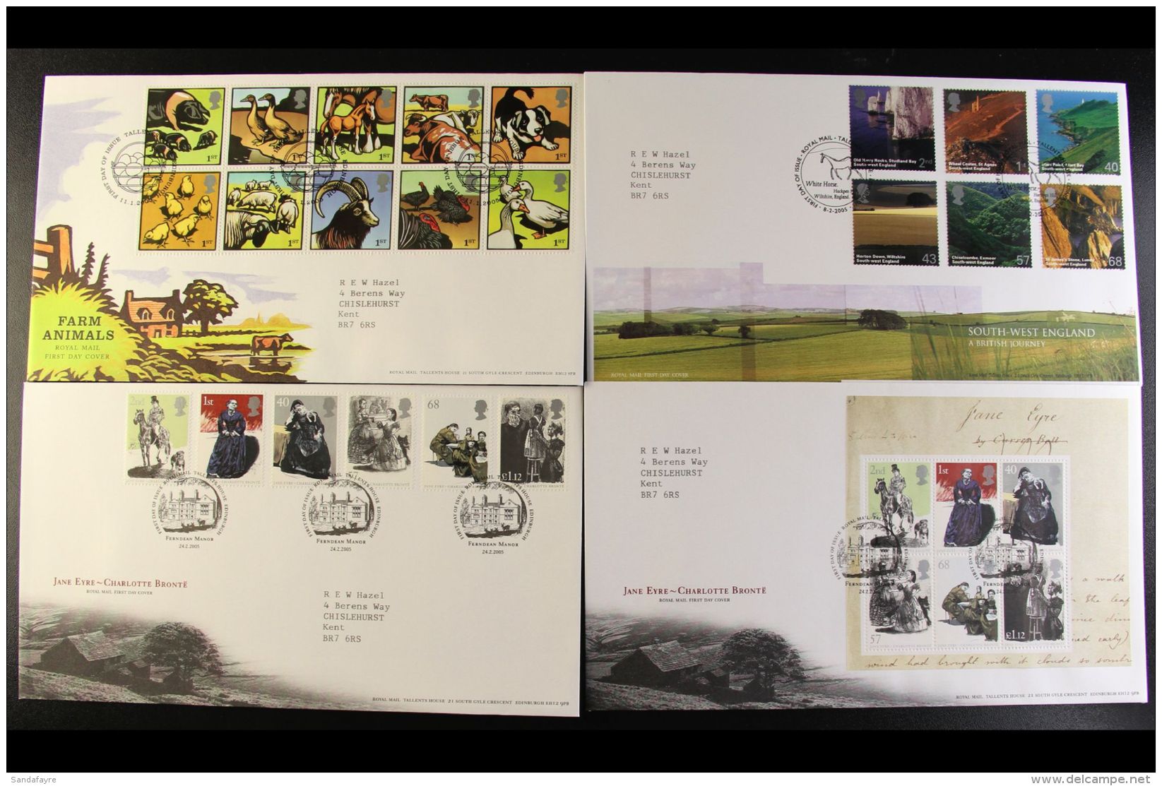 2005 COMPLETE YEAR SET Of Commemorative, Illustrated First Day Covers With Neatly Typed Addresses. Current Retail... - FDC