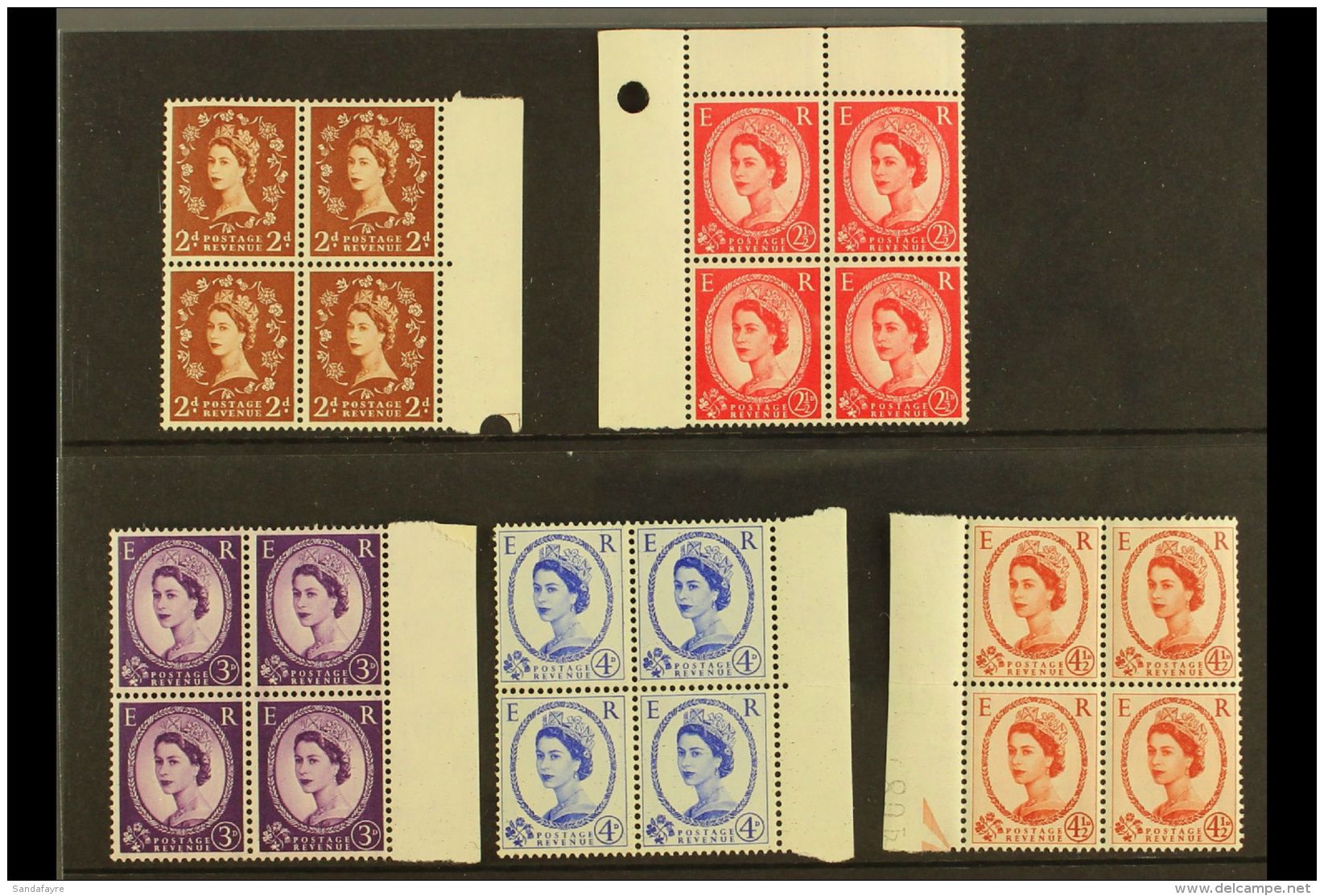 1958-61 NHM BLOCKS OF 4 An Attractive Group Of Graphite Lined Issues, 2d To 4&frac12;d (SG 590/94) As Never... - Autres & Non Classés