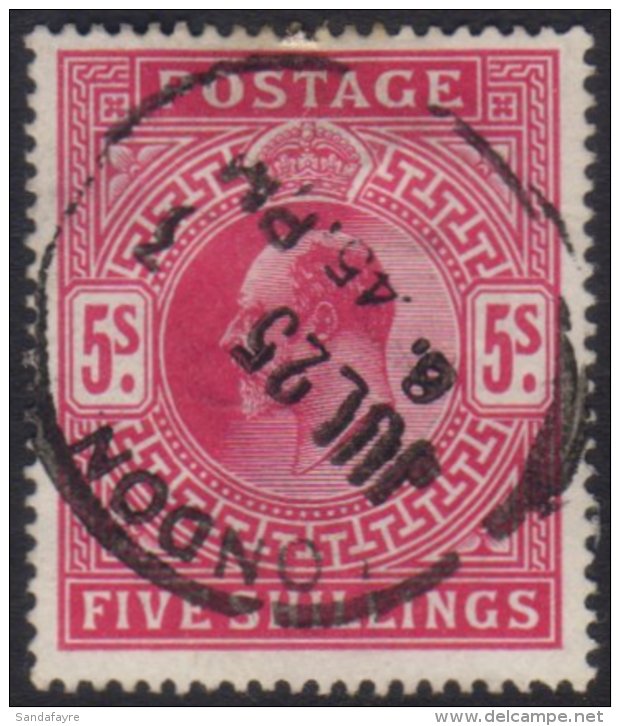 1911-13 5s Carmine, Somerset House Printing, SG 318, Fine Used. For More Images, Please Visit... - Unclassified