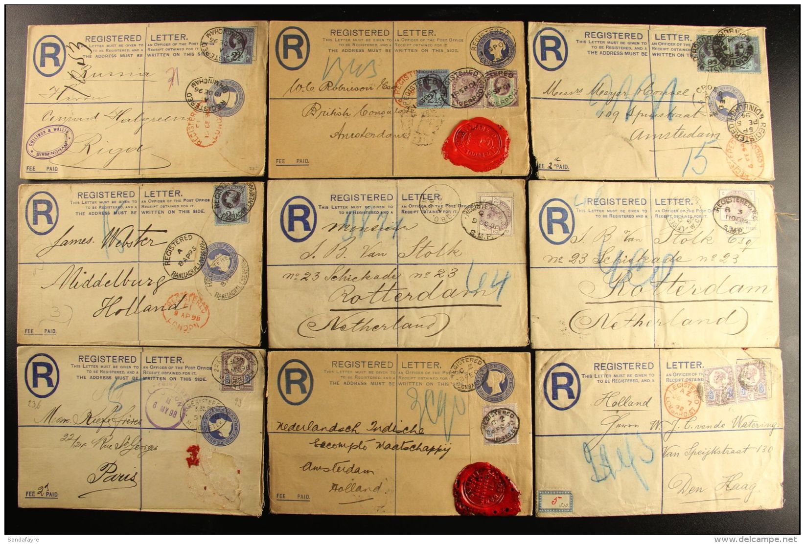 REGISTERED ENVELOPES An 1886-1902 Used Assembly Of QV Registered Envelopes, Mostly Size G Or Size F, With One Size... - Other & Unclassified