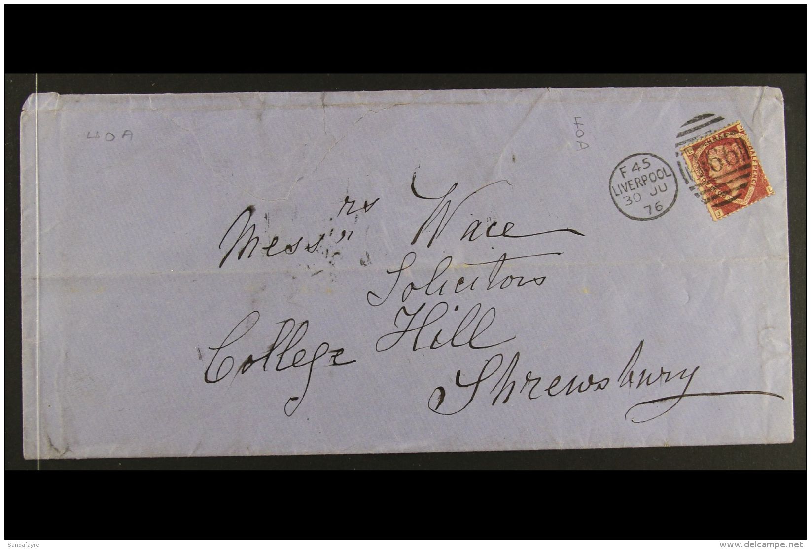 POSTAL HISTORY 1876 Long Cover Franked 1&frac12;d Rose-red, SG.51, Clear '466' Liverpool Duplex Cancel, Addressed... - Sonstige & Ohne Zuordnung