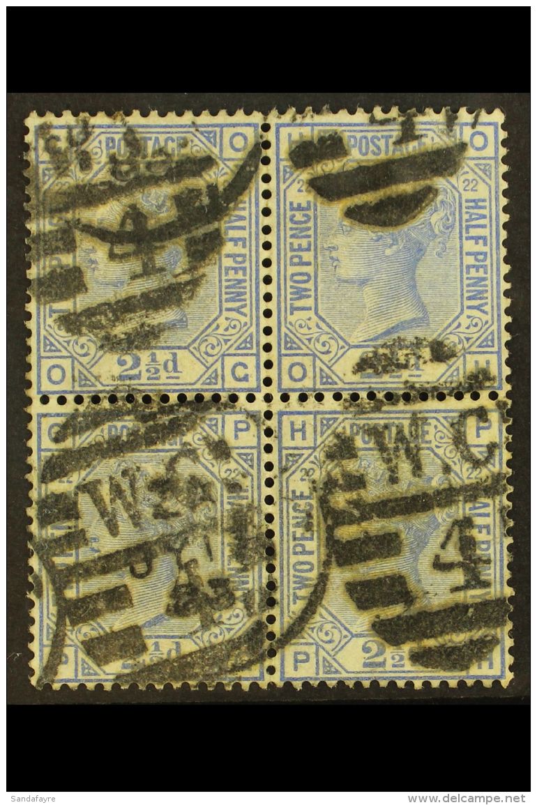 1880-83 2&frac12;d Blue Plate 22, SG 157, Used BLOCK Of 4, Centered Slightly To Bottom. (4 Stamps) For More... - Sonstige & Ohne Zuordnung