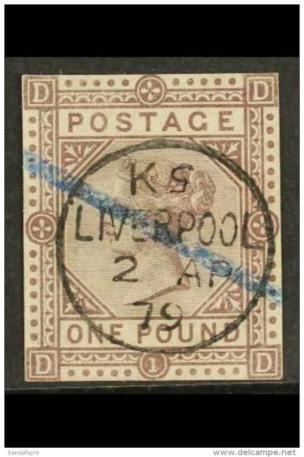 1878 &pound;1 Brown Lilac SG 129, With Central Upright Liverpool 1879 Cds, Sadly All The Perfs Cut Off, Still An... - Sonstige & Ohne Zuordnung