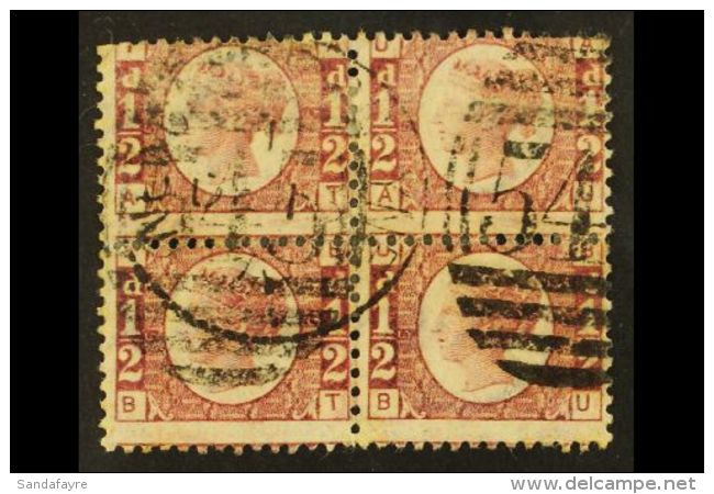 1870 &frac12;d Rose-red Plate 5, SG 48, Fine Used BLOCK Of 4 ('AT' To 'BU'), Centered Slightly To Upper Right,... - Other & Unclassified