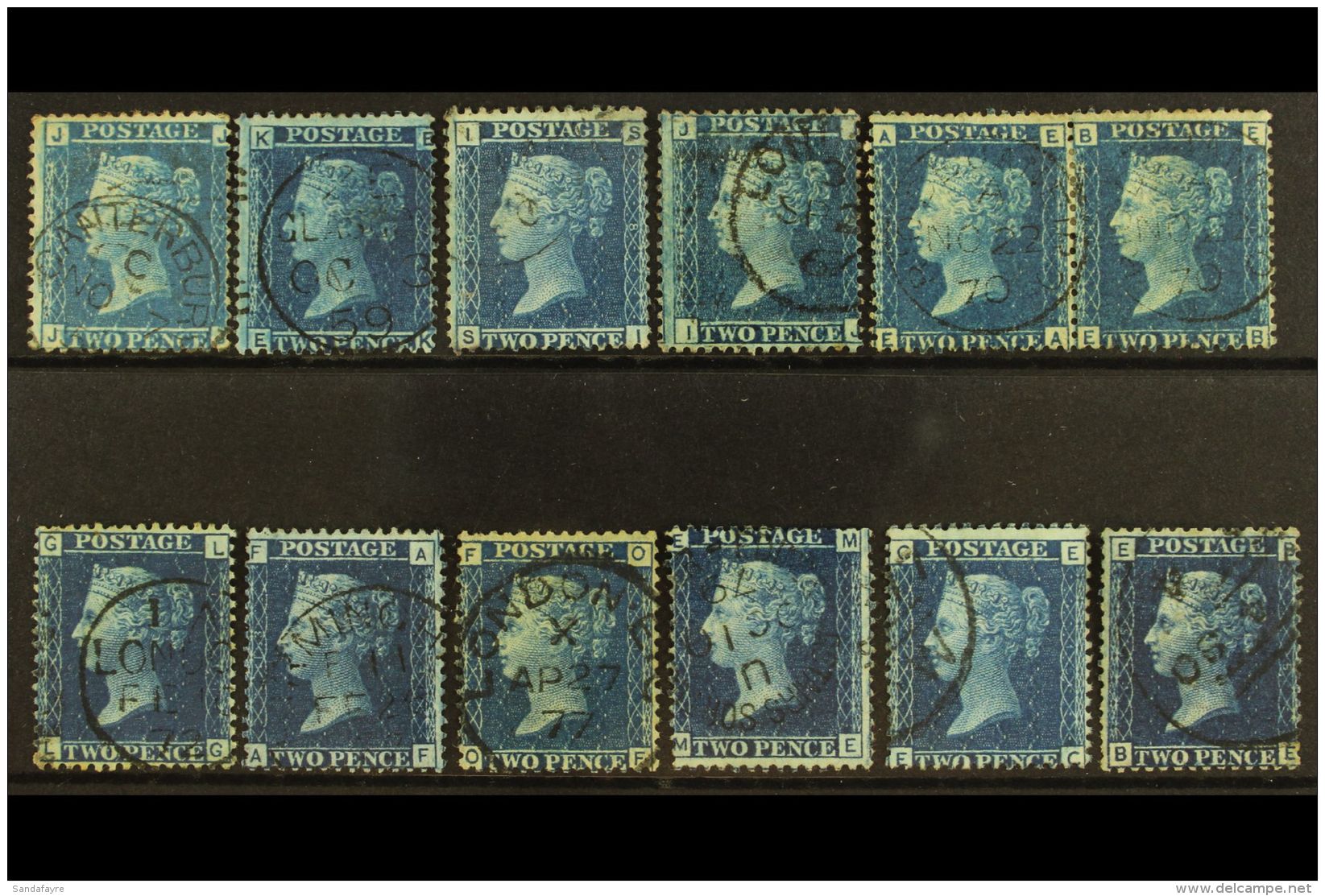 1858-69 CHOICE CDS USED An Attractive Selection Of 2d Blues, Each With A Lovely Cds Cancellation. Includes Plate 7... - Other & Unclassified