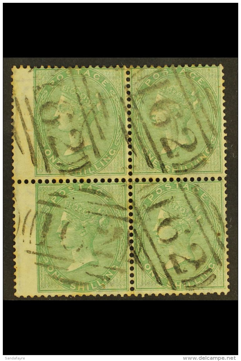 1855-57 1s Green No Corner Letters, SG 72, Fine Used Left Wing Marginal BLOCK Of 4 Cancelled By Neat "162" Numeral... - Andere & Zonder Classificatie