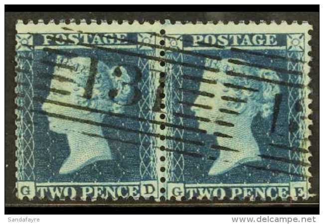 1854-7 2d Blue Pl.5 Wmk Large Crown, Perf.14, Horizontal Pair GD-GE, SG.34, Fine Used With Clear "131" Edinburgh... - Autres & Non Classés