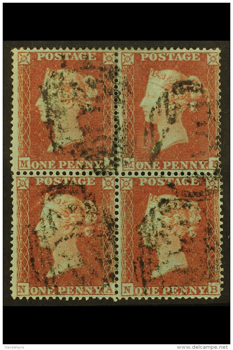 1854-57 1d Red-brown Wmk Small Crown Perf 16 Die I, SG 17, Used BLOCK Of 4 ('MA' To 'NB'), Slightly Centered To... - Autres & Non Classés