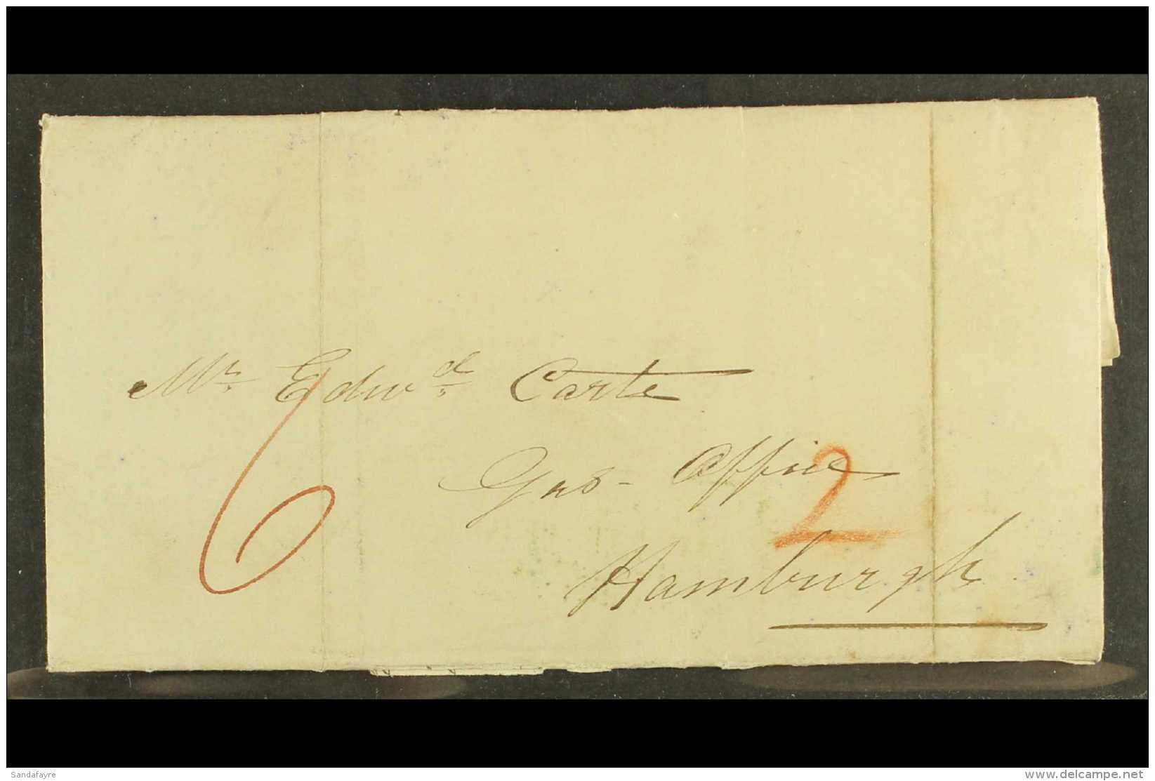 1844 (29 May) Stampless Entire Letter To Hamburg, With (on Reverse) Fair SCHIFFS BRIEF POST HAMBURG Maritime Date... - Andere & Zonder Classificatie