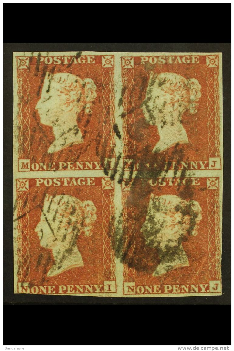 1841 1d Red-brown, SG 8, Used BLOCK Of 4 ('MI' To 'NJ'), Good Margins Just Touching At Bottom Left And Lower Right... - Andere & Zonder Classificatie