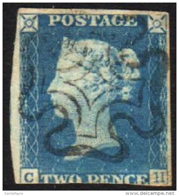 1840 2d Pale Blue, (C-H),  Plate 1, SG 6, Fine Used With 3 Good Margins But Cut Into At Foot With Lovely Upright... - Autres & Non Classés