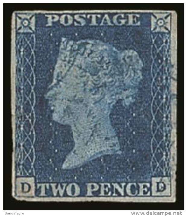 1840 2d Blue 'DD' Plate 2 With BLUE MALTESE CROSS POSTMARK, SG 5e, With 4 Good Neat Margins &amp; Lovely Fresh... - Sonstige & Ohne Zuordnung