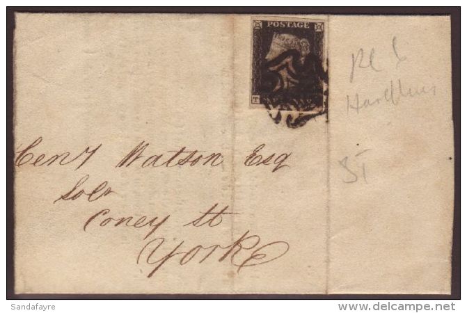 1840 1d Black, Plate 6, Lettered "T?", With Four Margins, Tied To Part April 1841 Summons Notice By Black Maltese... - Ohne Zuordnung