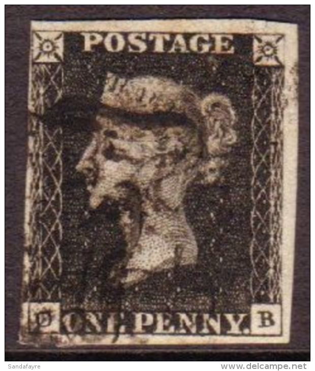 1840 1d Black Plate 5, Lettered 'OB' Plate 5, With Four Clear To Huge Margins &amp; Black Maltese Cross. For More... - Unclassified