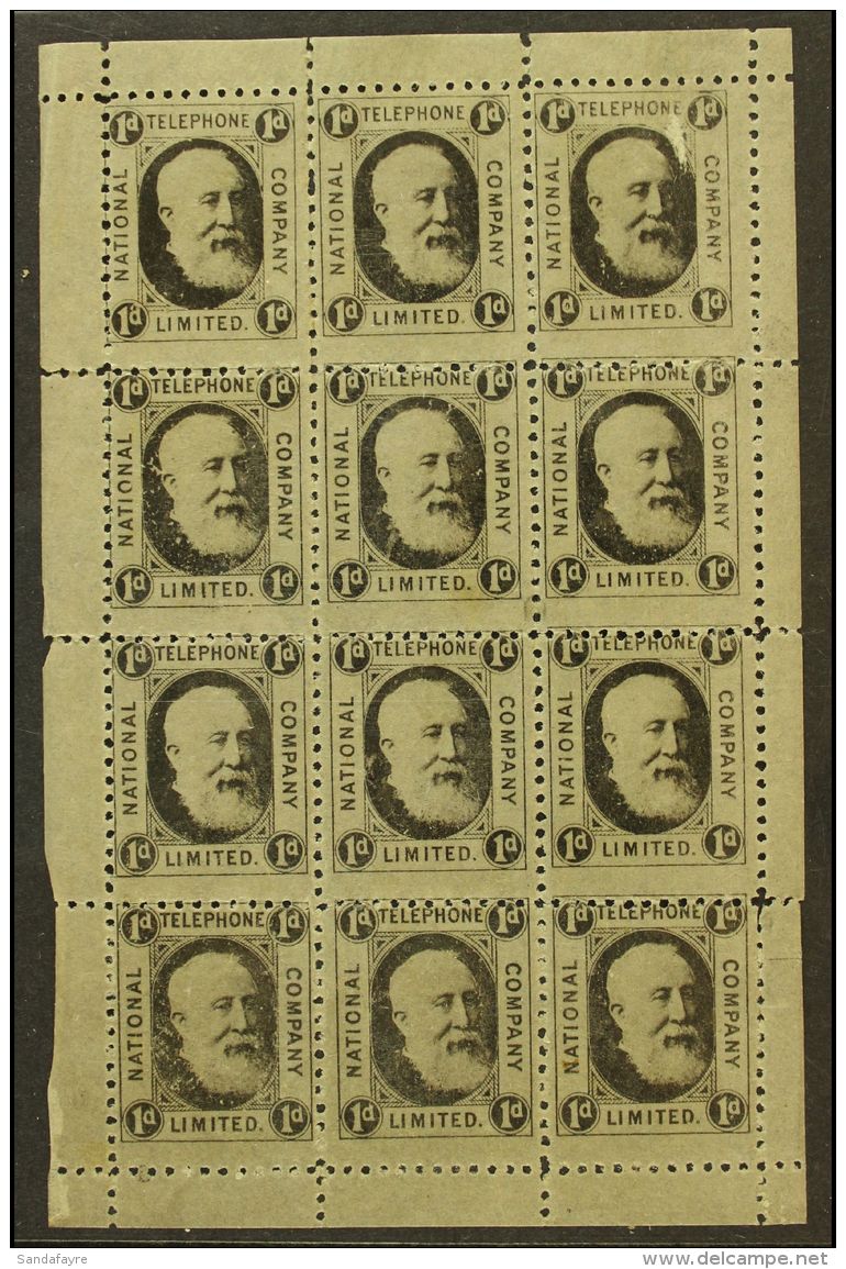 TELEGRAPH/TELEPHONE STAMPS 1884 National Telephone Company 1d Black (Barefoot 1), Never Hinged Mint Complete Sheet... - Sonstige & Ohne Zuordnung