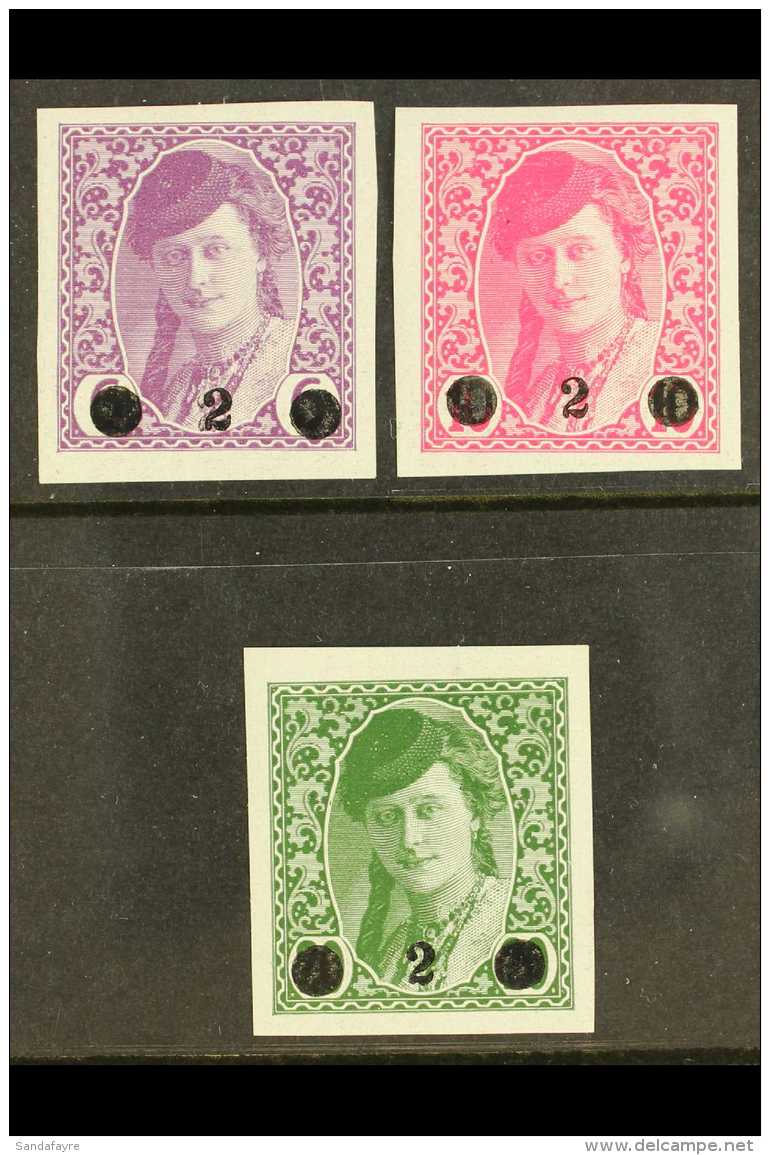 1919 (Nov) Issues For Bosnia-Herzegovina "2" Surcharges On Imperf "Bosnian Girl" Complete Set, Mi 27/29, Very Fine... - Andere & Zonder Classificatie