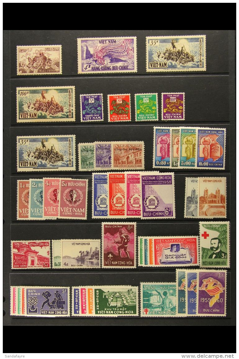 1955-1975 ALL DIFFERENT NEVER HINGED MINT Note 1955 Refugees 35p And 100p (SG S9/10); 1956 Postage Due Set; 1956... - Viêt-Nam