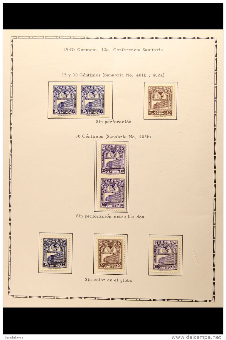 1947 "ANTI-TB CONFERENCE" VARIETIES For The 15, 20c, And 30c Air Issues Mint, As Scott C228/C231, Includes 15c As... - Venezuela