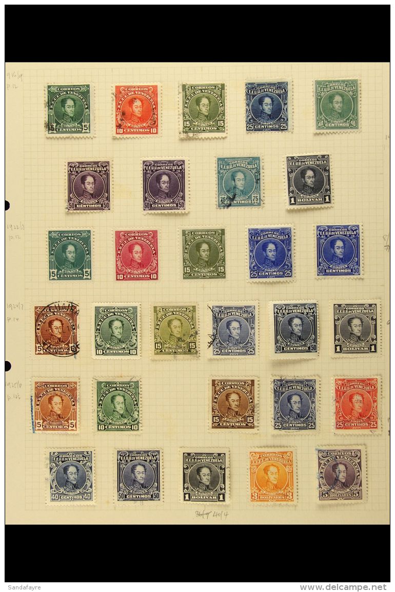 1916-45 MINT AND USED ASSEMBLY On Old Album Pages, Includes Ranges Of Various Bolivar Types, Airs, Later Pictorial... - Venezuela