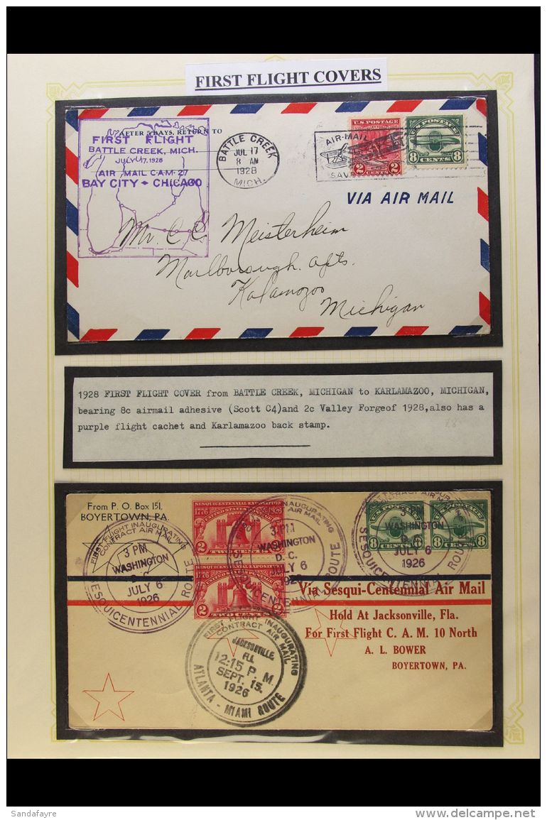 1926 - 1940 FIRST FLIGHT COVERS Attractive Collection Of 1st Flight Covers On Display Pages Including 1926 Kansas... - Other & Unclassified