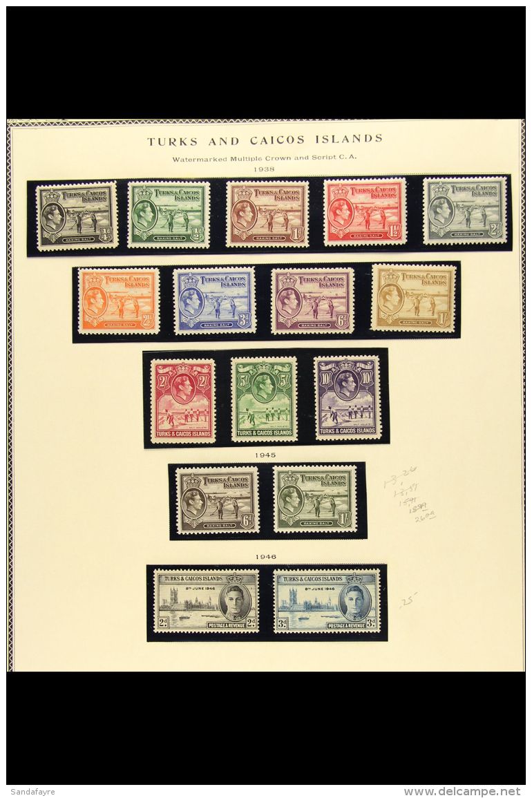 1938-50 COMPLETE FINE MINT COLLECTION On Dedicated Album Pages, Complete From The 1938-45 Definitives To The 1950... - Turks- En Caicoseilanden