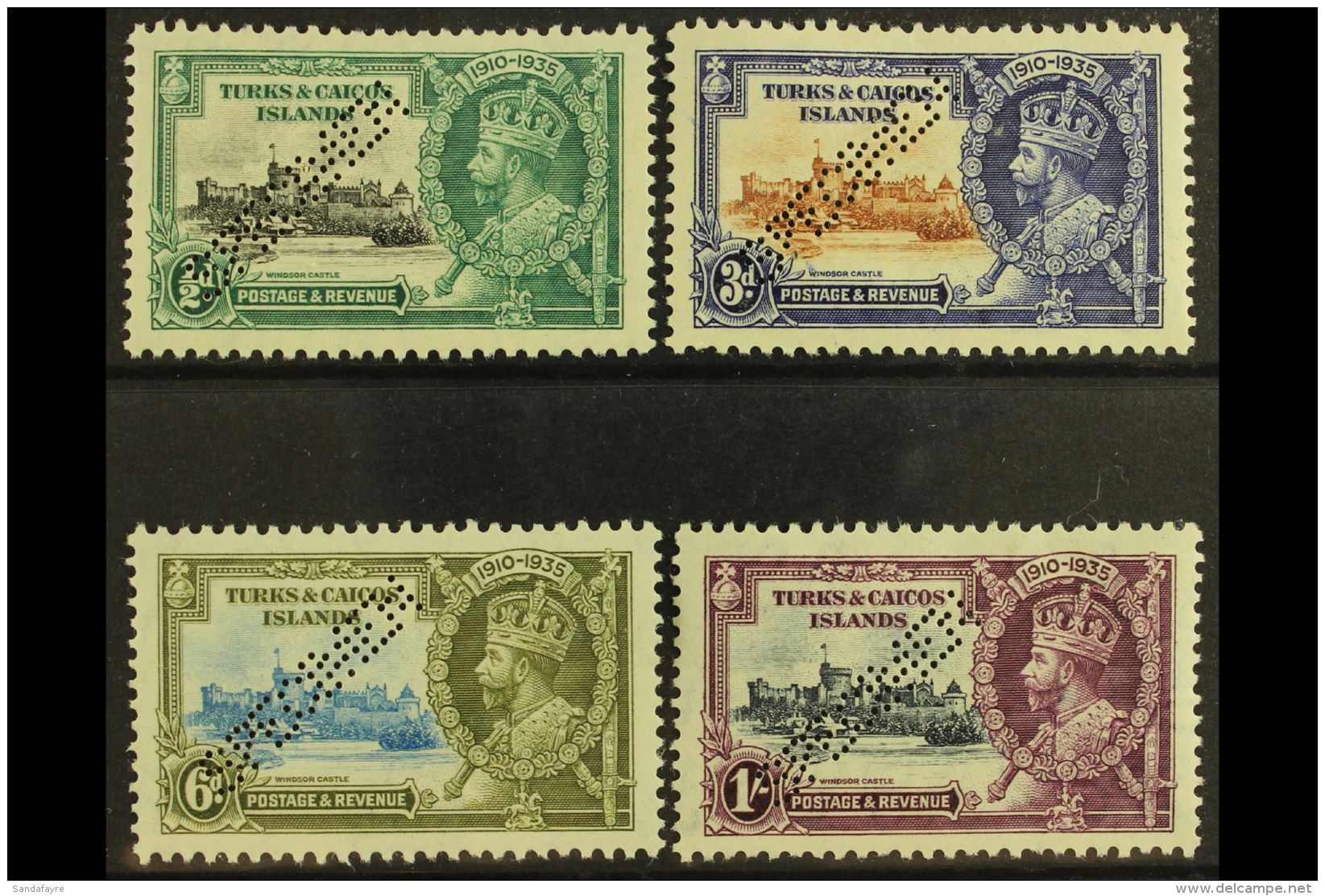 1935 Silver Jubilee Set Complete, Perforated "Specimen", SG 187s/90s, Very Fine Mint Part Og. (4 Stamps) For More... - Turks & Caicos (I. Turques Et Caïques)