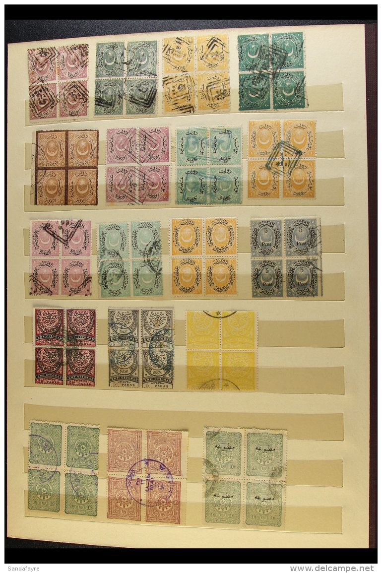 1869-1930 USED BLOCKS OF FOUR. A Collection Of Virtually All Different Used BLOCKS Of 4 On Leaves, Inc 1869-72 To... - Otros & Sin Clasificación