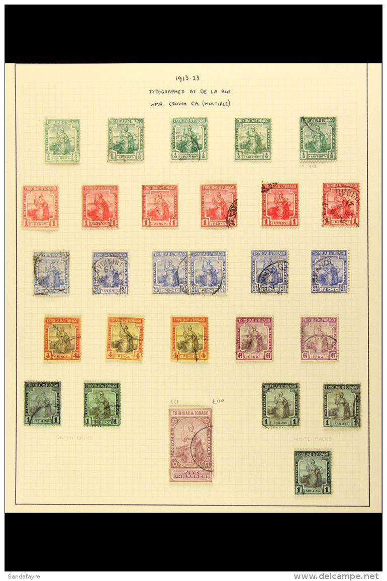 1913-1960 ATTRACTIVE USED Old Time Collection On Leaves. Note 1913-23 To 5s With Additional Shades To 1s; 1915-18... - Trinidad & Tobago (...-1961)