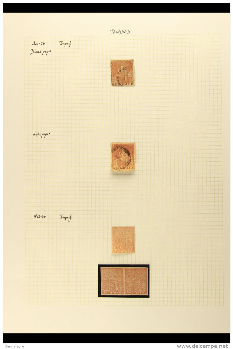1851-1951 MINT &amp; USED COLLECTION On Leaves, Inc 1851-55 1d &amp; 1854-57 1d Used (both Four Margins), 1852-60... - Trinité & Tobago (...-1961)