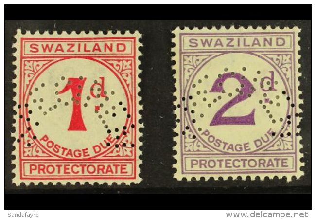 POSTAGE DUES 1933  1d &amp; 2d Perforated "Specimen", SG D1s/2s, Very Fine Mint (2 Stamps) For More Images, Please... - Swasiland (...-1967)