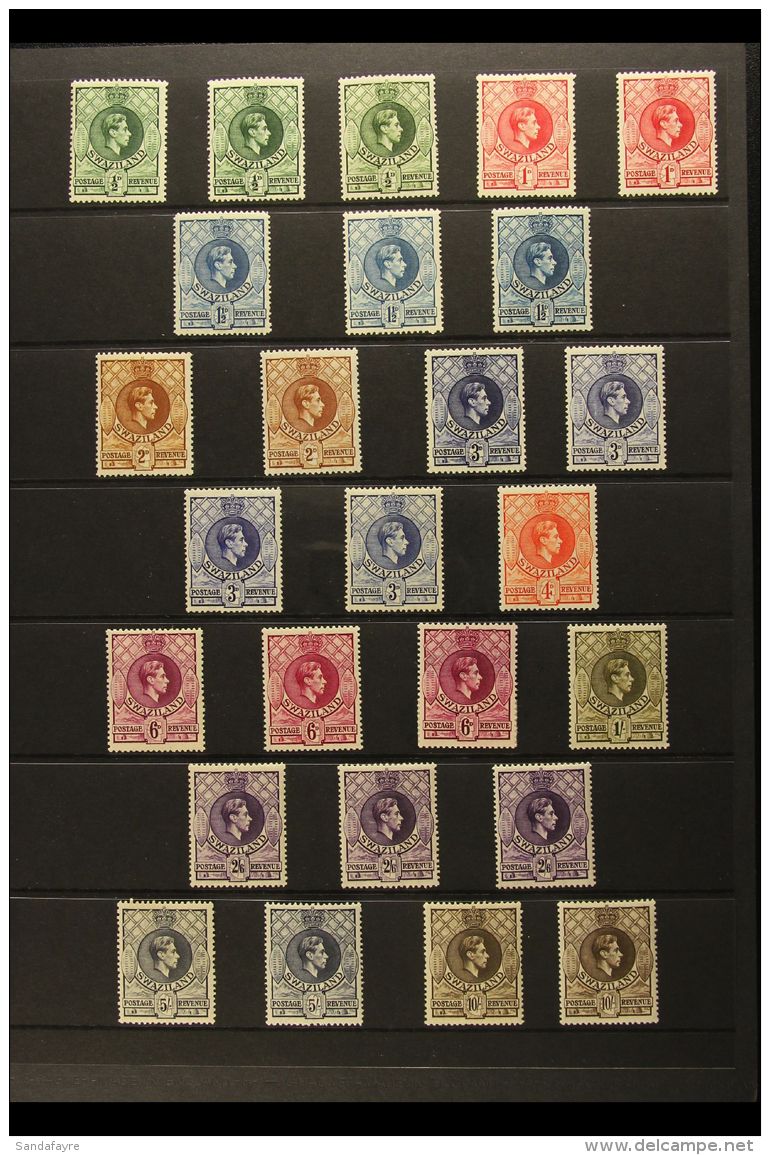 1938-54 Definitive Set, SG 28/38a With Most Of The Shade &amp; Perforation Variants. Strong, All Different Range... - Swaziland (...-1967)