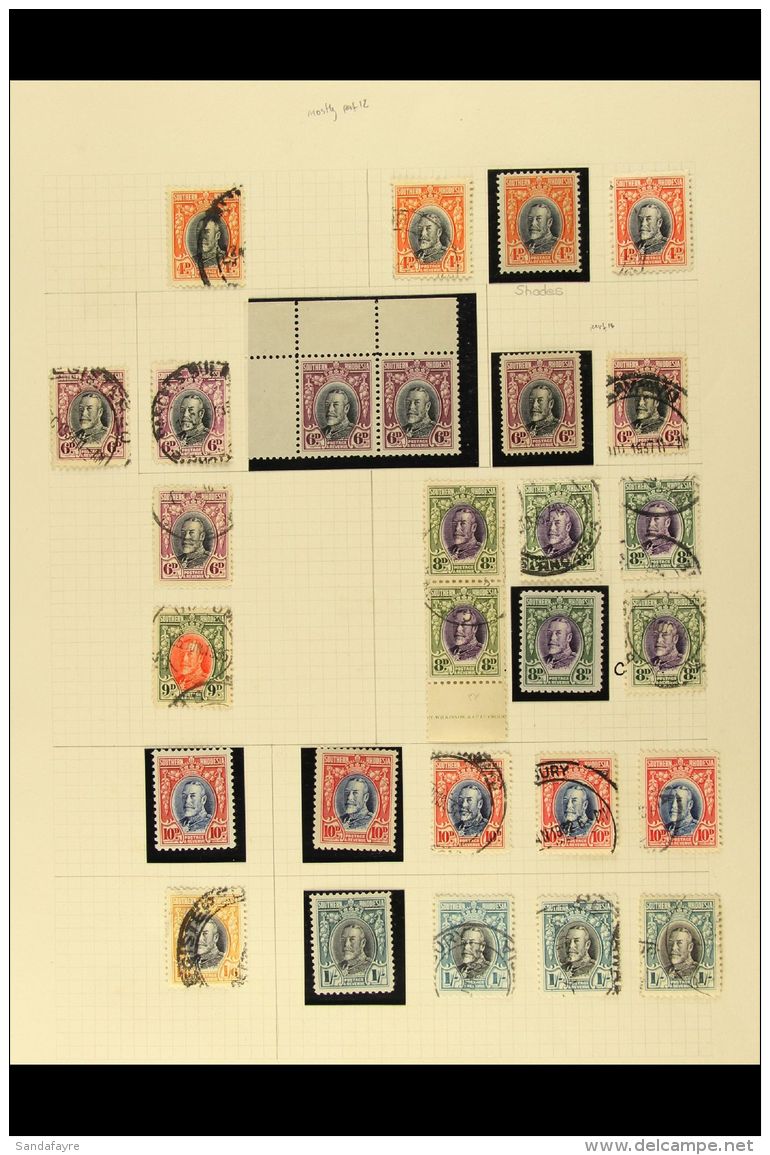 1931-37 Mint And Used Study Group Of Definitives With Perf And Shade Variants Etc, Includes Mint Values To 8d, 10d... - Zuid-Rhodesië (...-1964)