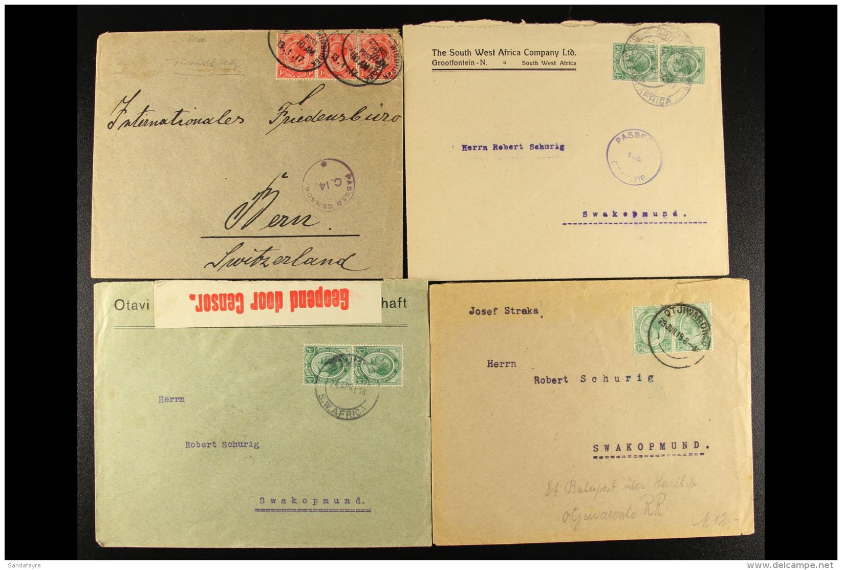 FORERUNNERS 1917-19 Group Of Commercial Covers Bearing South Africa KGV &frac12;d Or 1d Stamps, Includes 1917... - Afrique Du Sud-Ouest (1923-1990)