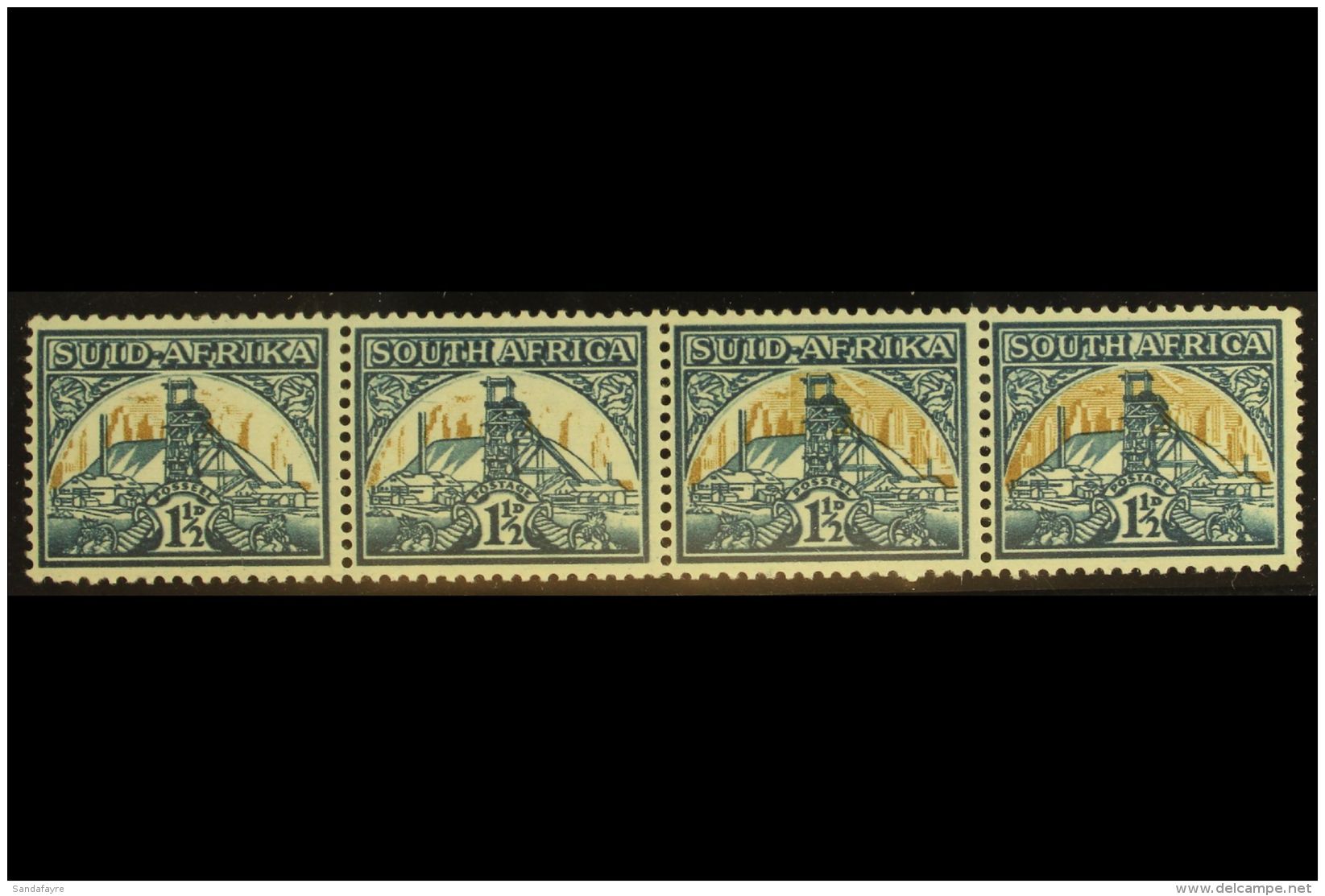 UNION VARIETY 1941-8 1&frac12;d Reduced Format, Group III, PARTLY MISSING VIGNETTES In A Strip Of 4, Affects 3... - Non Classés