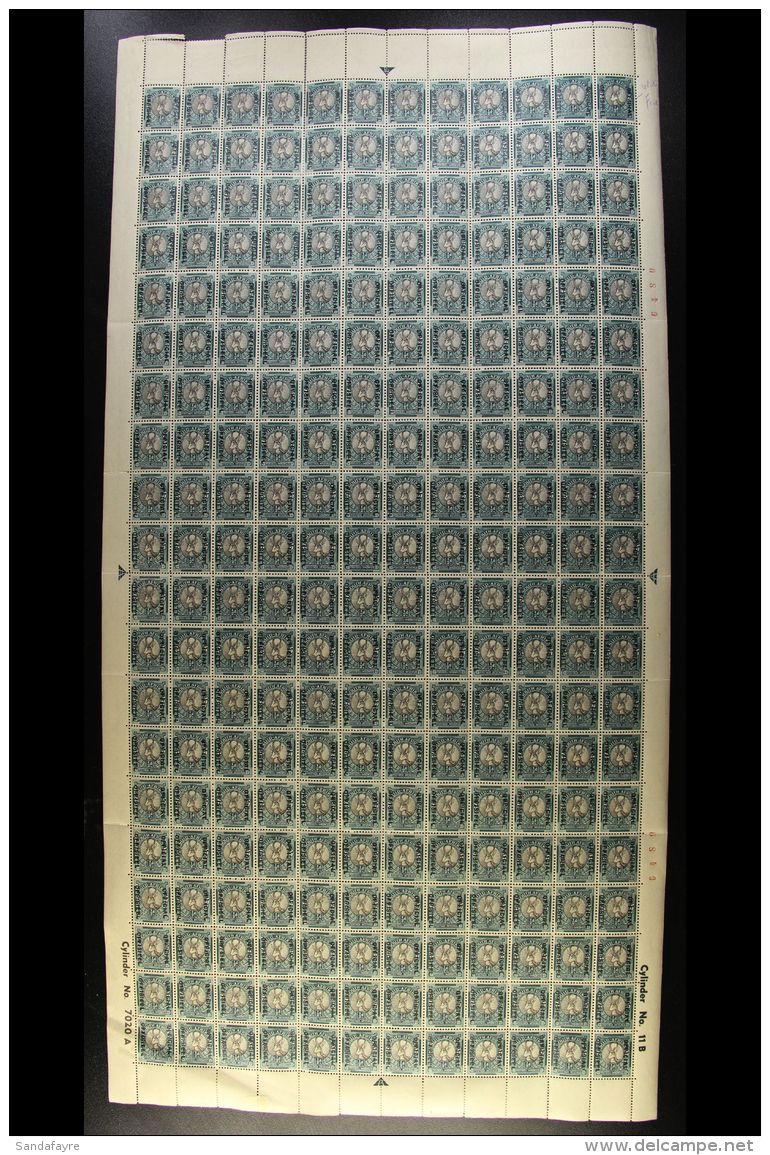 OFFICIALS - FULL SHEET 1949-50 &frac12;d Grey &amp; Green, Entire Design Screened, Complete Sheet Of 240 (120... - Ohne Zuordnung